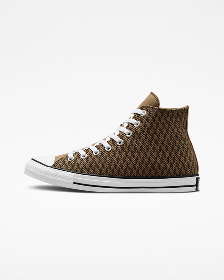 Tenisi Inalti Barbati Converse Chuck Taylor All Star Herringbone Maro Albi | RO FXPOK267